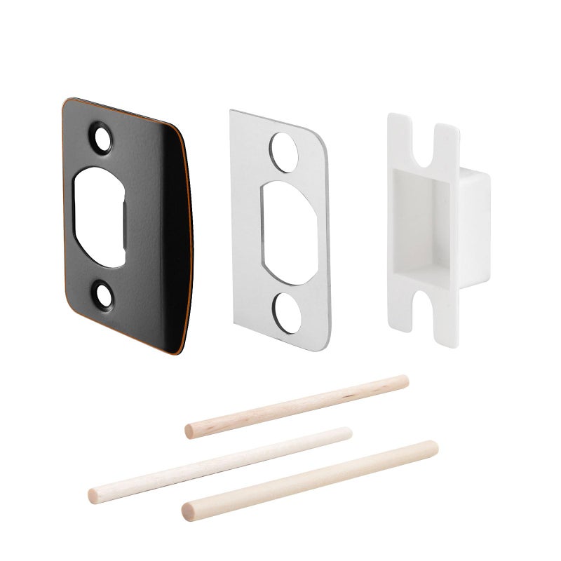 MOSECYOU Standard Door Lock Strike Plate with Spacer Shim, Oil Rubbed Bronze, Door Latch Restorer, Universal Security Striker, Repair Kits to Fix Door Wont Latch Close - Image 1